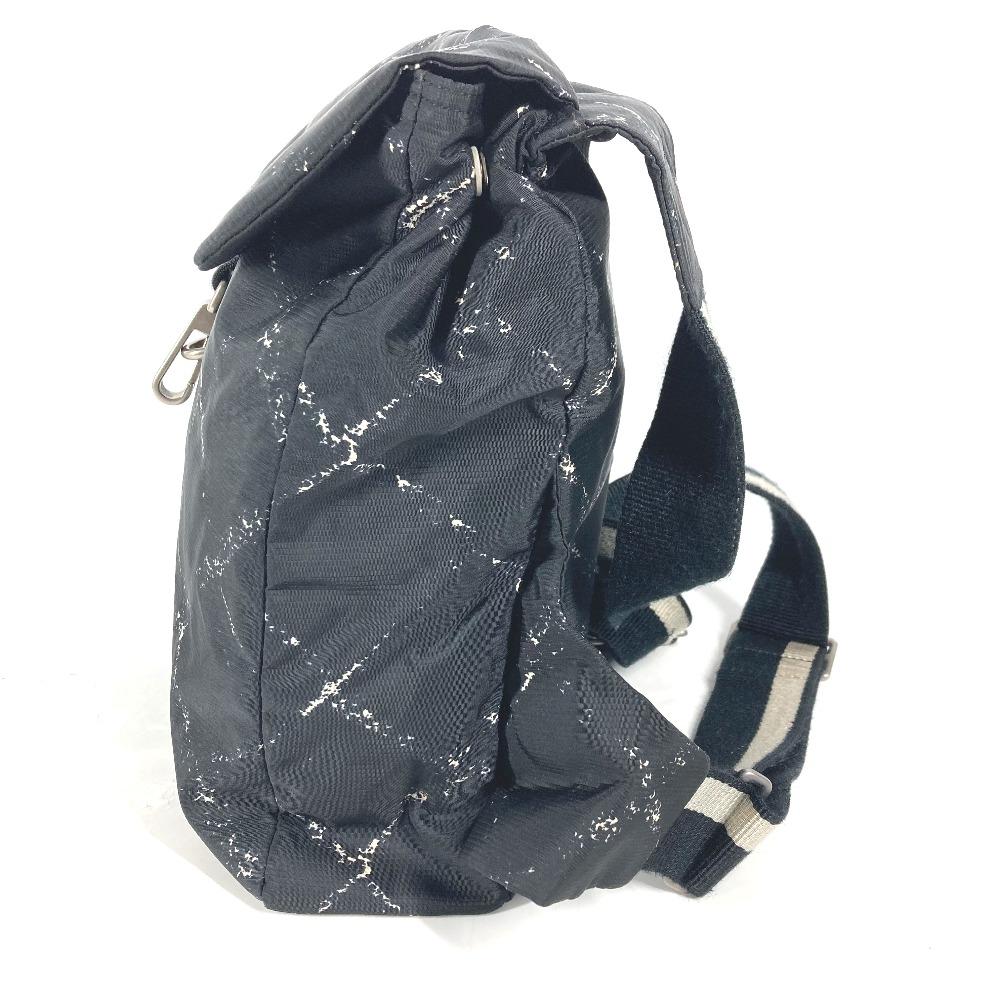 CHANEL Old travel line backpack bag Backpack Nylon Black/White