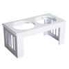 Raised Dog Feeding Bowls with Stand, Stainless Steel for Medium Dog, 58L x 31W x 25H cm - White