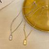 Small Golden Brick Necklace Women's Exquisite Small Bar Pendant Square Sweater Chain Gift New Style