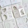 30Pcs Korean INS Cute Plaid House/heart Hollow Window Folding Back Card Kpop 3-inch Photo Card DIY Decor Packing Fixed Cardboard