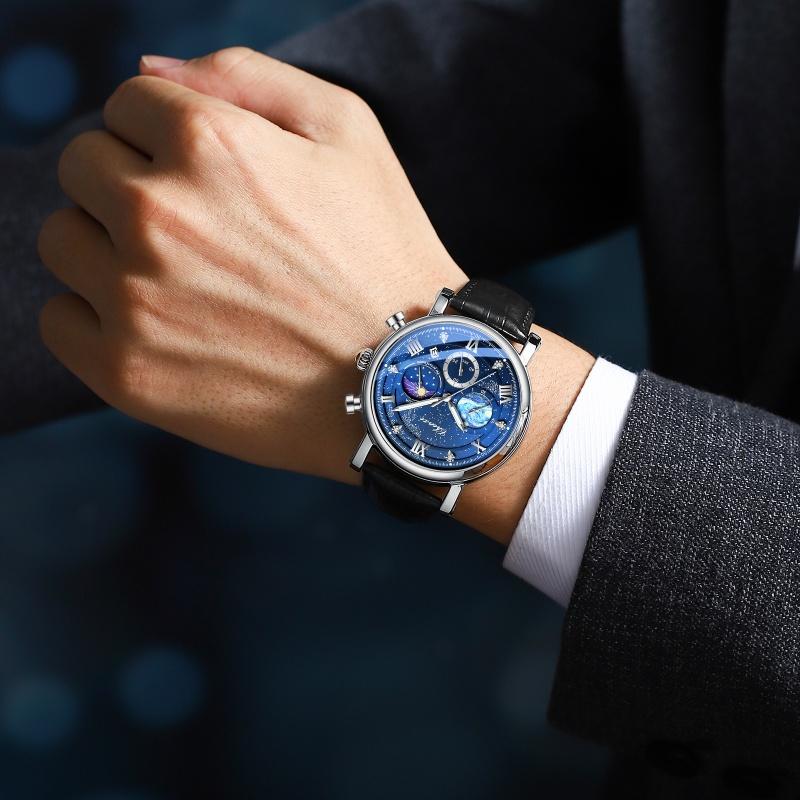 CHENXI 972 Men's Top Brand Moon Phase Quartz Wristwatch Chronograph Waterproof Original Watch for Man Male Luminous Clock
