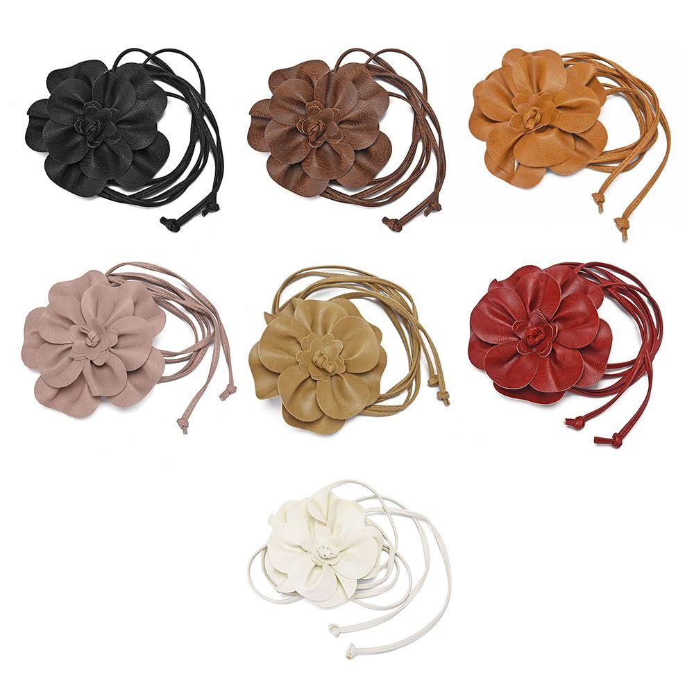 Модные ремни из ПУ кожи с цветочным шнурком, декоративные, роскошные, с цветочной цепочкой на талию, сделай сам, поясные ремни для юбок, джинсов, платьев, одежды