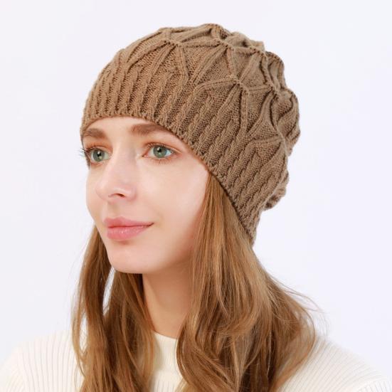 Мужская и женская шапка-бини, однотонная, с текстурой кручения, термошапка, осень