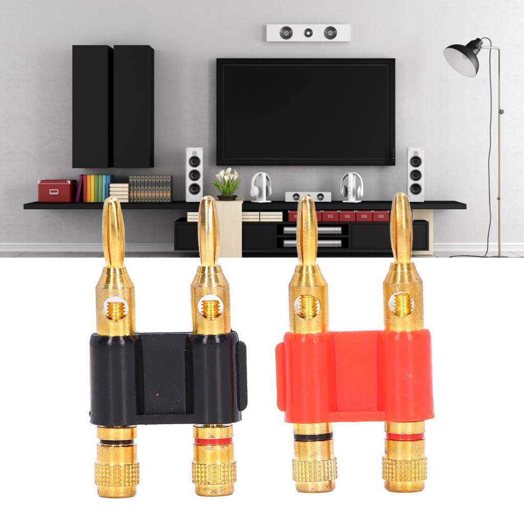 2Pcs Stackable Dual Banana Male Plug 2 Way Brass Connectors Speaker Wire Accessories 32A 1000V