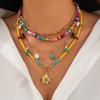 Fashion Jewelry Multi-layer Clavicle Chain Necklace for Women Shell Starfish Sunflower Pendant Colorful Beads Tassel Pendant Necklaces Accessories