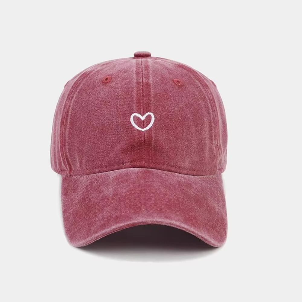Washed Cotton Sun Hat Embroidered Love Sunscreen Cap Casual Baseball Cap Women Men