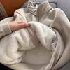 Women's Double-sided Fleece Lined Jacket Polar Fleece Pullover Hoodie Winter Warm Outerwear Soft Cozy Casual Streetwear