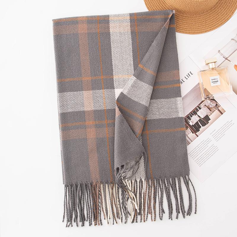 Шарф в британском стиле, женский, зимний, атмосфера, новый, осенне-зимний, утолщенный, универсальный, атмосфера, теплый шарф
