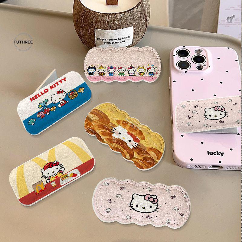 Hello Kitty Portable Folding Stand - Mini Metal Leather Sticker for Students and Women