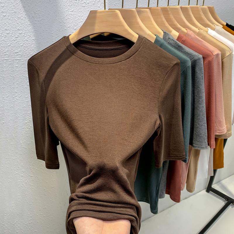 Женская тонкая новая женская одежда, круглый вырез, футболка с коротким рукавом, колготки Temperament