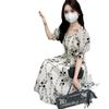 New Gentle Embroidery Chinese Style Off Shoulder Bubble Sleeve Dress First Love Waist Long Dress