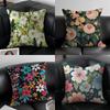 Elegant Single Printed Flowers Pillow Case Anti-dustmite Pillowcase Invisible Zipper Silky Short Plush Sofa Cushion Cover