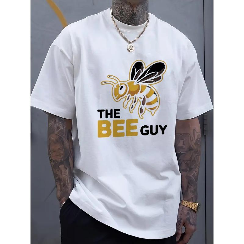 Европейские размеры Мужская повседневная футболка Черная The Bee Guy Графическая футболка для повседневной носки