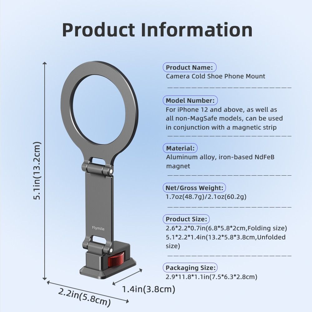 Adjustable Hot Shoe Magnetic Phone Holder for iPhone /Samsung /Xiaomi for MagSafe