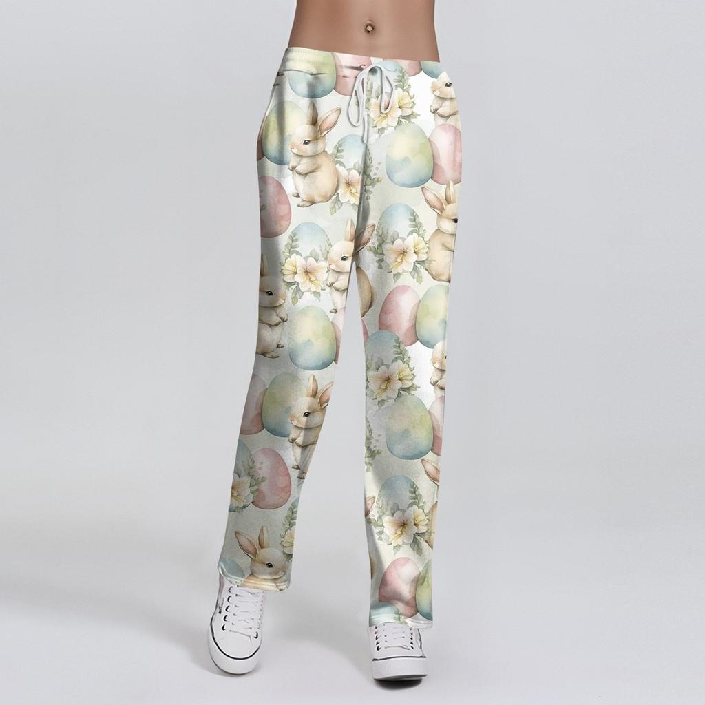 Женские модные свободные повседневные брюки с пасхальным принтом
