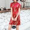 Women's Short Sleeve Dress Chinese Style Cheongsam Vintage Tang Clothing