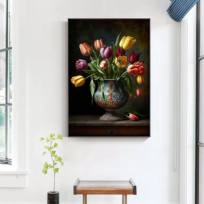 Скандинавский яркий натюрморт с цветами, цветочным искусством, плакатом, холстом, картиной, абстрактным винтажным настенным искусством для гостиной, украшения дома