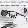 Photochromic 0~+400 Reading Glasses Square Anti Radiation Glasses for Women Men Anti Blue Light Eyeglasses