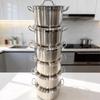 Набор кухонной посуды из 6 предметов из нержавеющей стали, с утолщенным дном, большой емкости