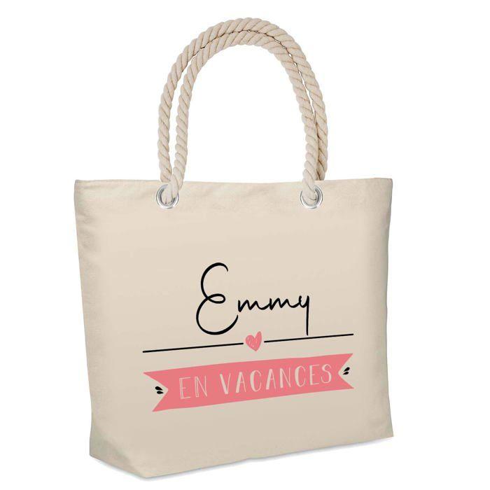 Sac de plage - PLANETEE - isotherme Emmy en Vacances - Coton - Grande contenance - Imprimé France