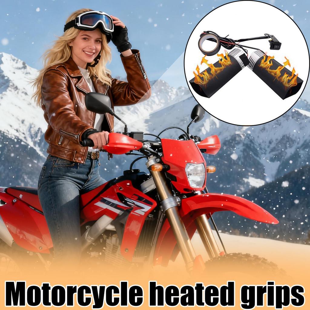 ATV Heated Grips 12v Waterproof Fast Heating Motorcycle Heating Handlebar Grip For Dirt Bike Scooter Winter Cold Weather Driving