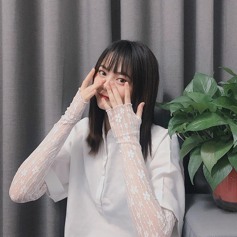 New Long Lace Hollow-Out Fingerless Gloves Sun Protection Sleeves Mesh Lace Thin Cycling Gloves