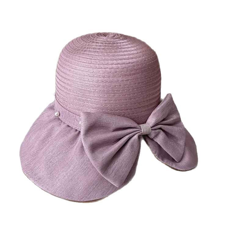 Hat women's summer sunscreen bucket hat outdoor large brim face covering sun hat split fork bow beach hat