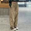 Винтажные брюки-карго, женские широкие брюки цвета хаки, унисекс, мешковатые спортивные штаны в стиле Харадзюку, брюки в стиле хип-хоп, уличная одежда на шнуровке, Pantalon
