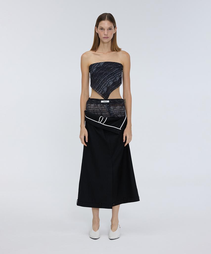 Meuameu Unbalanced Pants Detail Banding Skirt
