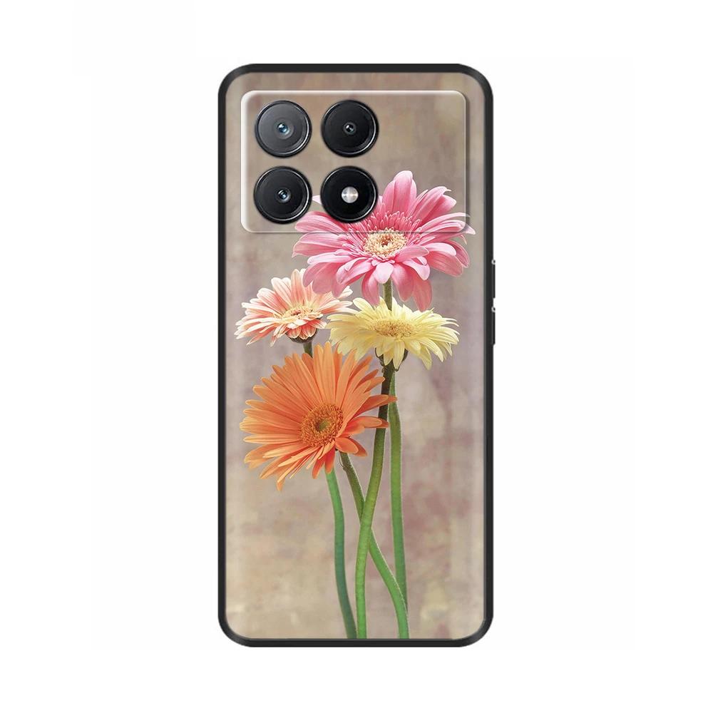 Для Xiaomi Poco X6 Pro Чехол PocoX6 Модный Кот Цветок Мягкий Силиконовый Задний Чехол для Телефона для Poxo C6 PocoX6 Pro x 6 Чехлы etui Funda
