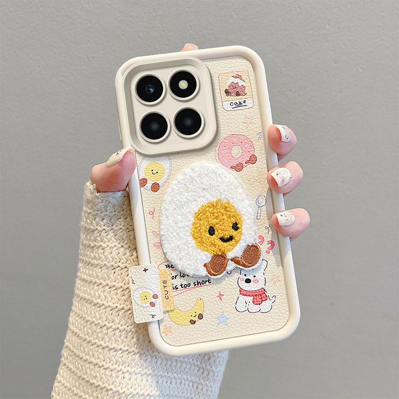 KEYSION Мультяшный милый плюшевый вышитый чехол для HONOR X6b X8c со шнурком, силиконовый противоударный чехол для телефона Huawei Honor X8c X6b