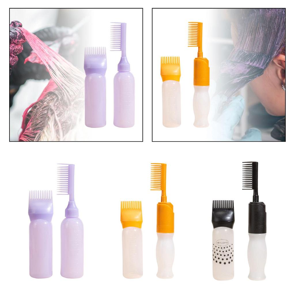 2 Pieces Root Comb Applicator Bottle Refillable Hair Coloring Dyeing Dispensing Container Bottle Applicator Brush Lightweight