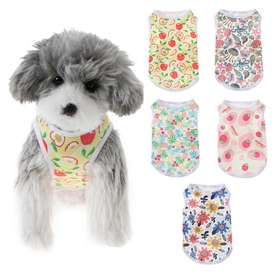 Pet Vest Puppy Shirt Breathable Soft Fabric Wear-Resistant Cute Summer Dog Clothes Printed Pet T-Shirt