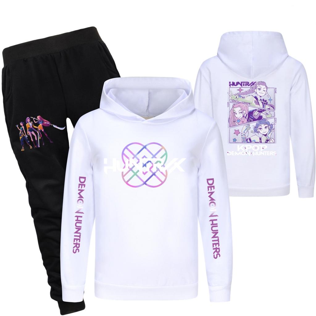 Детский худи и брюки, двухпредметный спортивный костюм, комплект свитшота с длинным рукавом и принтом