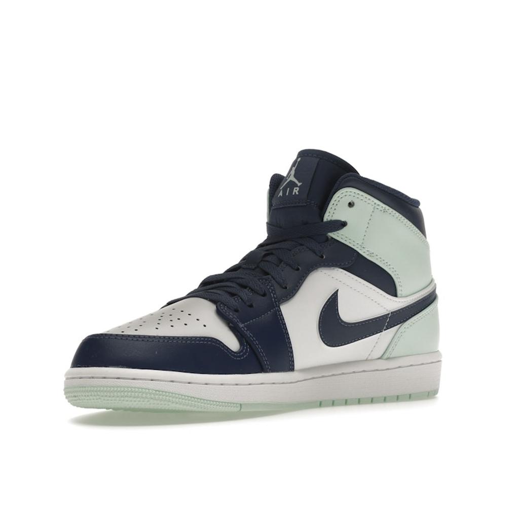 Мужские кроссовки Air Jordan 1 Mid Blue Mint Mystic-Navy Mint-Foam White 554724-413