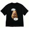 Camiseta Feminina De Algodo Com Estampa De Hamster Estilo Coreano Engraada E Casual Para O Vero Gola Redonda Unisexga Curta Moda High Street