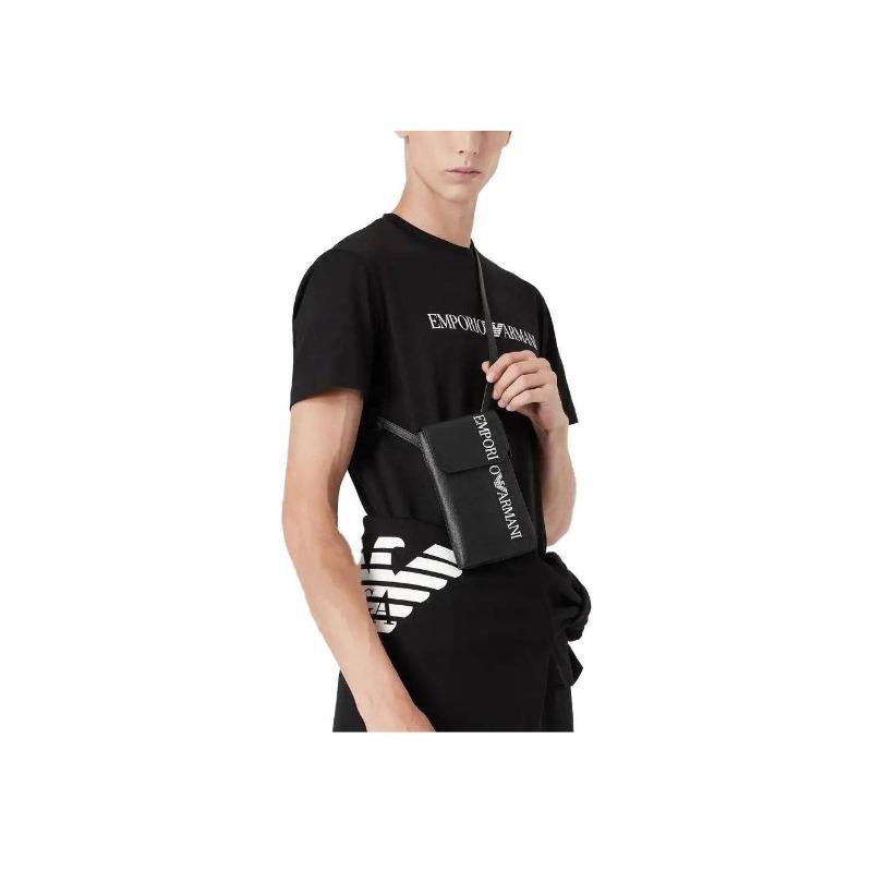 Emporio Armani Мужская футболка с принтом букв, прямой крой, круглый вырез, короткий рукав, черная 8N1TN51J-PZZ1-0021