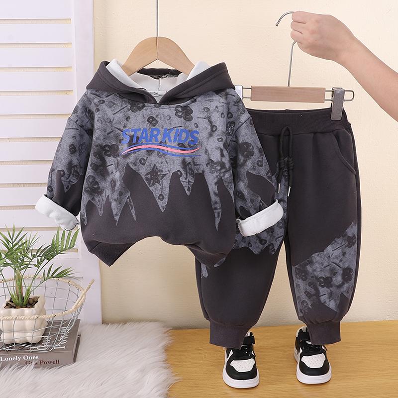 Boys' 2-Piece Cotton Set, Tie‑Dye Print Spring Autumn Hoodie and Pants Casual Outfit, High-Quality Baby Clothes -S-XXL