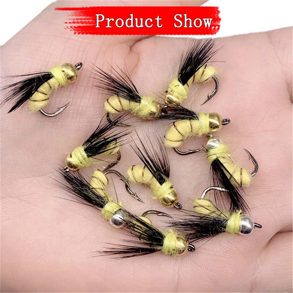 6/10Pcs/Box 2 Mixed Styles Bead Head Fast Sinking Nymph Lure, Humpy Fly&Brasshead Prince Nymph Fishing For Trout Artificial Insect Bait Lure