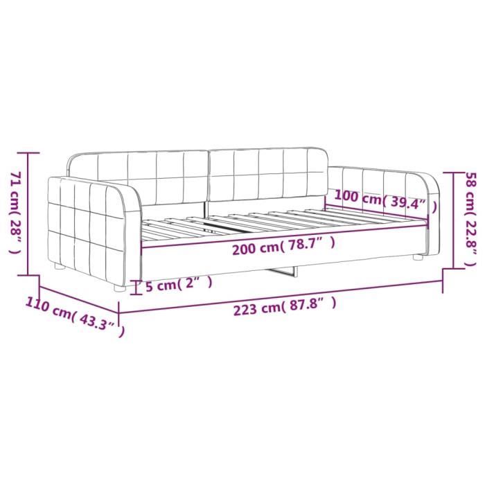 VidaXL Daybed Light Grey 100x200 Cm Velvet 354065