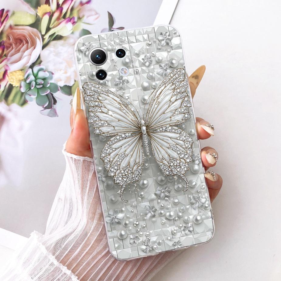 For Xiaomi Mi 11 Lite Case Luxury Flowers Butterfly Painted Cover Soft Silicone Case For Xiaomi Mi 11 Pro Mi11 Ultra Fundas Bags