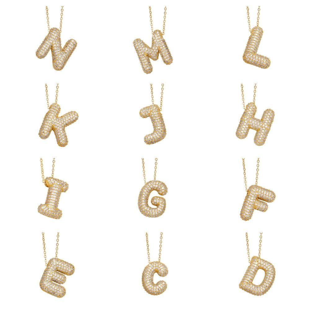 Gold Color 26 Letters Necklace Alphabet Women Sweater Chain A-Z Letter Clavicle Chain Ladies