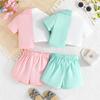 Летний детский повседневный комплект из топа с короткими рукавами и коротких брюк-кюлотов для девочек