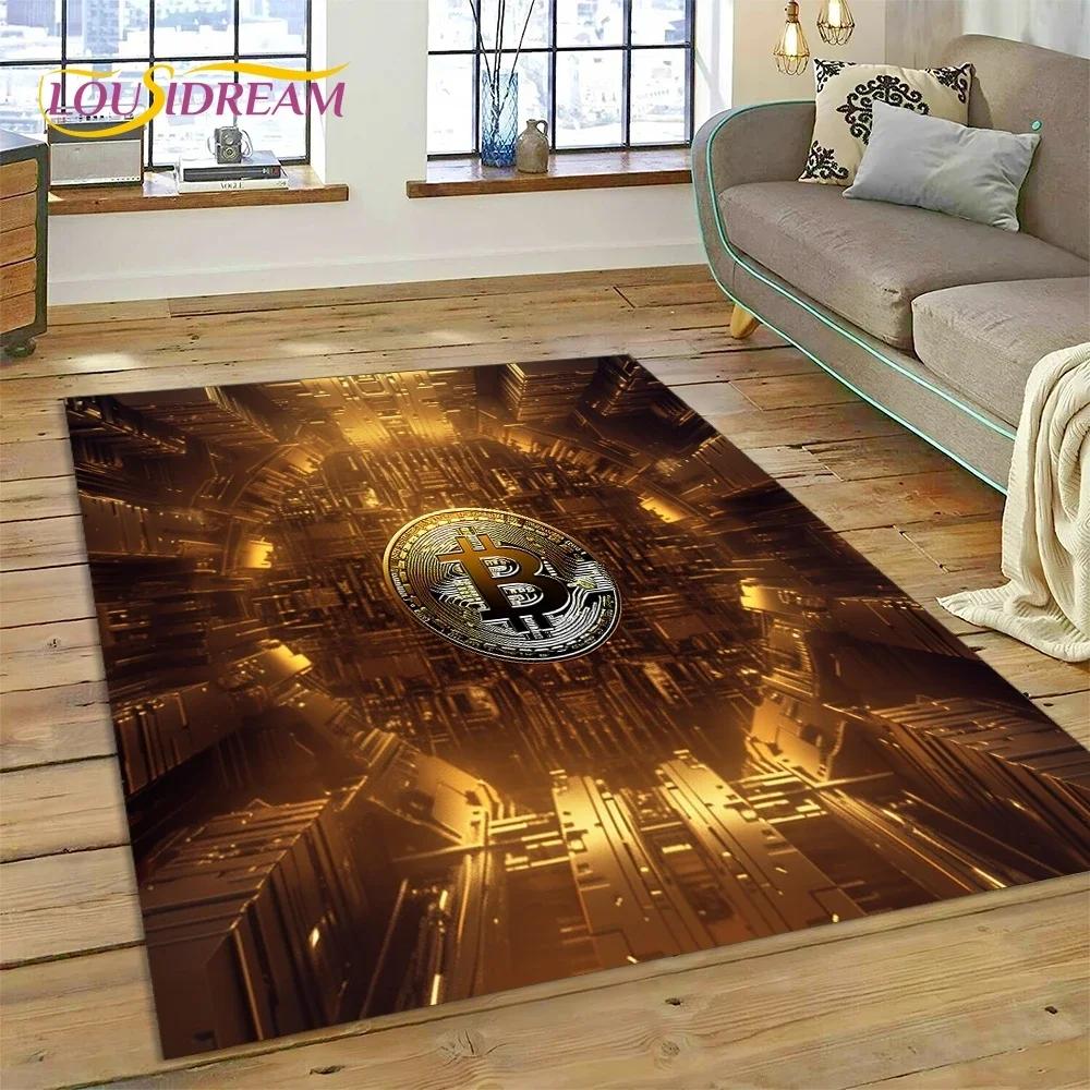 3D Ковер Bitcoin Виртуальная Валюта NFT для Спальни Гостиной Дома Декор Дивана, Детская Игра Большой Декоративный Напольный Коврик
