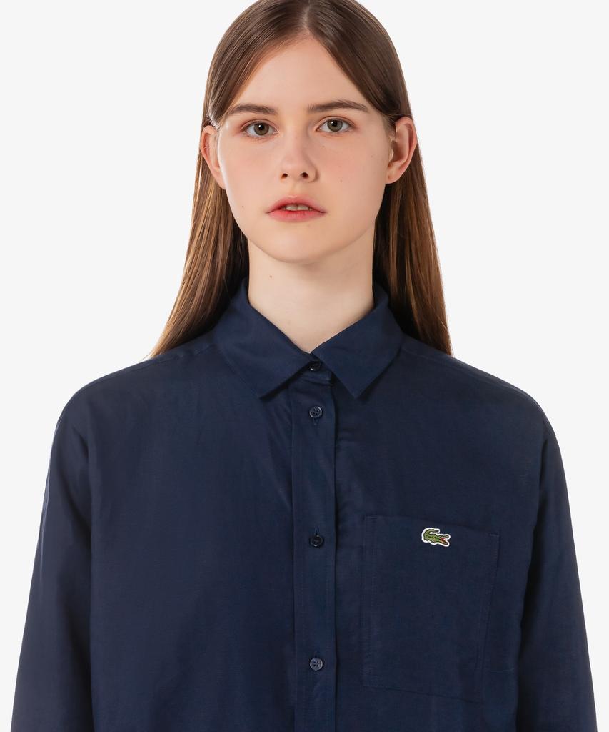 LACOSTE Женское платье-рубашка с длинным рукавом из смесовой льняной ткани Ef8271-56G 166