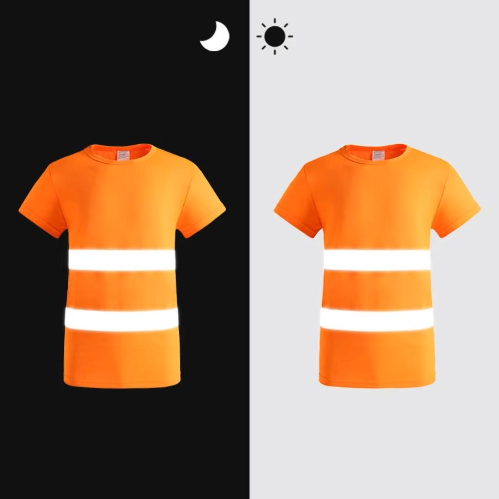 Fluorescent High Visibility Reflective Shirts Safety Polo t-Shirt Construction Shirt Fast Dry Work Wear Night Cycle Biking