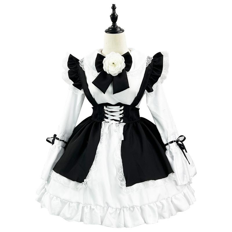 S-5XL Cute Japanese Style Lolita Maid Black and White Girl Dress Lolita Women's Suit