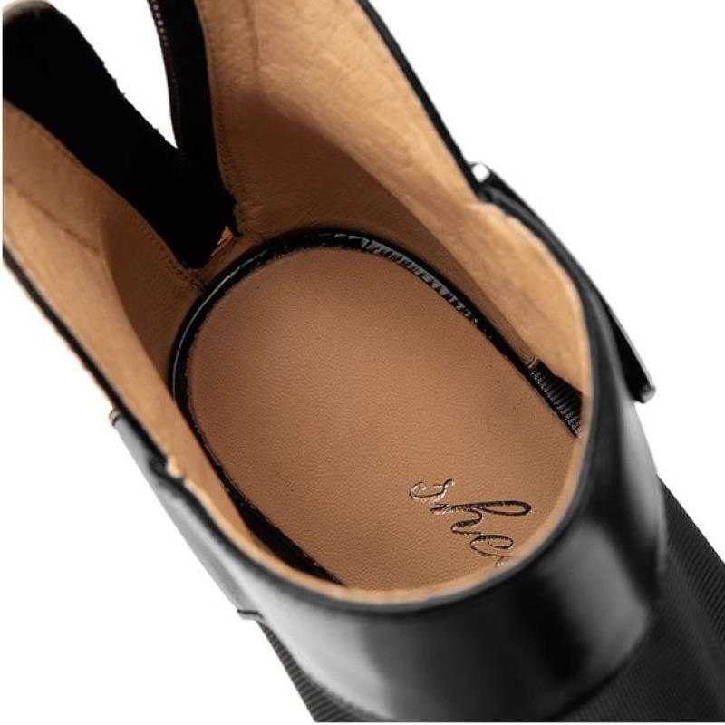 Hollow Short Boots Mesh Cool Boots Thick Heels Versatile Breathable High Heels for Women