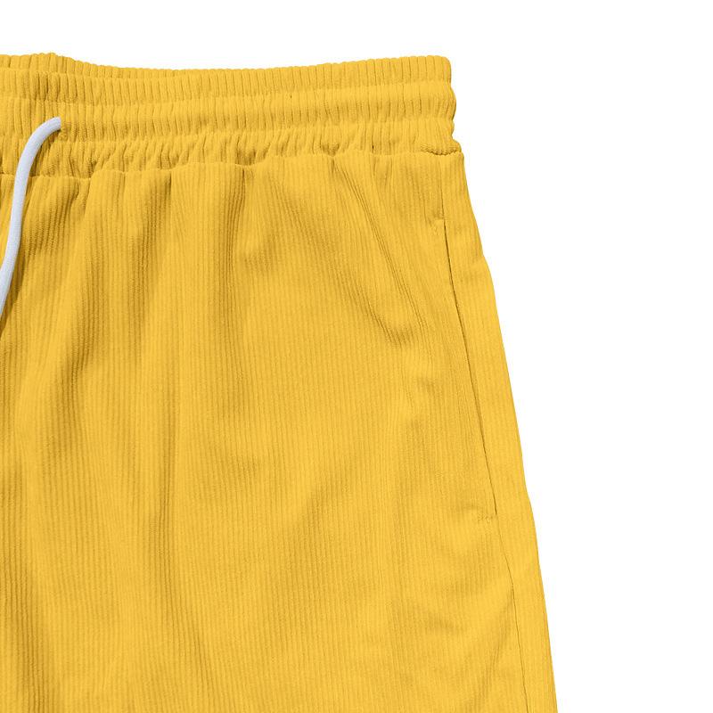 Летние модели однотонные шорты на шнуровке мужские спортивные штаны вельветовые простые повседневные пять мужских брюк