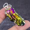 Natural Peacock Titanium Aura 925 Sterling Silver Jewelry Pendant 2.44" W7S33